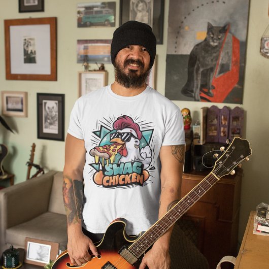 ピザを使ったシェード付きチキンクールグ Tシャツ