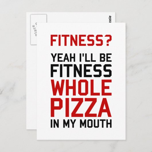 ピザを全部口に入れてフィッティングになる ポストカード (正面/裏面)
