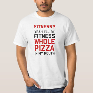 ピザを口の中に入れる Tシャツ