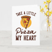 ピザを少し持って行ってハート カード (黄色い花)