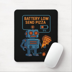 ピザを届けるロボットバッテリー5%ゲーミングフードパロディグッズ マウスパッド