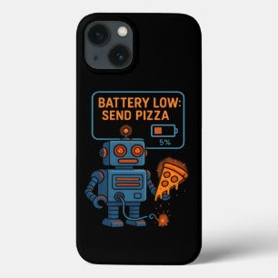 ピザを届けるロボットバッテリー5%ゲーミングフードパロディグッズ iPhone 13ケース