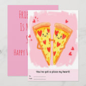 ピザを得持って私のハートバレンタインデー シーズンカード (正面/裏面)