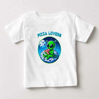 ピザを愛するエイリアンオンザムーン | おもしろい ベビーTシャツ