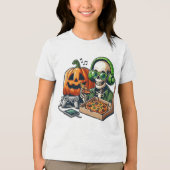 ピザを愛するスケルトン：ゲーム，チーズ過負荷 トライブレンドＴシャツ (正面)