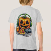 ピザを愛するスケルトン：ゲーム，チーズ過負荷 トライブレンドＴシャツ (裏面)