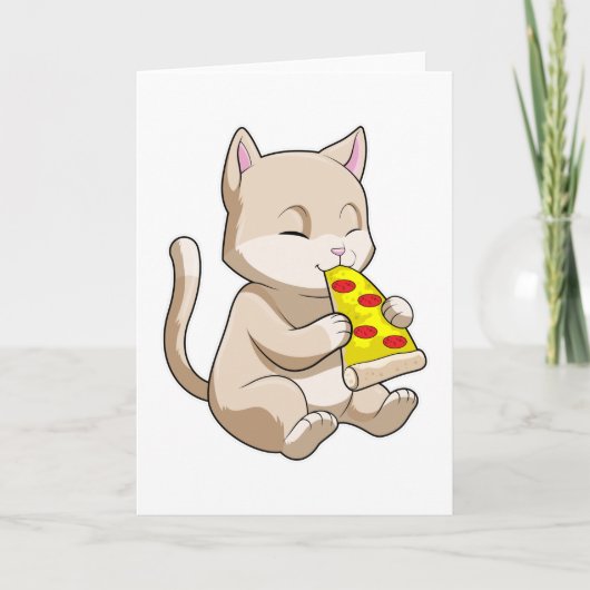 ピザを持った猫 カード (正面)