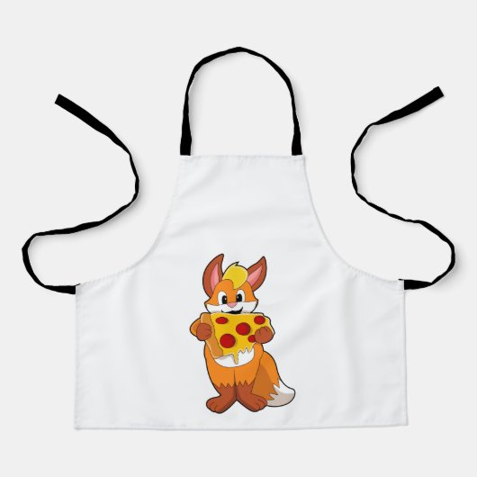ピザを持つキツネ エプロン (正面)