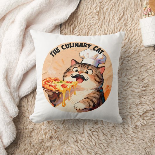 ピザを持つ猫シェフの料理猫 クッション (ブランケット)