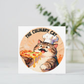 ピザを持つ猫シェフの料理猫 招待状 (スタンド正面)