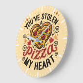 ピザを盗んだ私のハート – ピザフおもしろいォーバー ラージ壁時計 (傾斜)