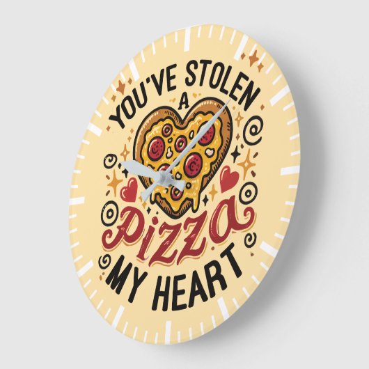 ピザを盗んだ私のハート – ピザフおもしろいォーバー ラージ壁時計 (傾斜)