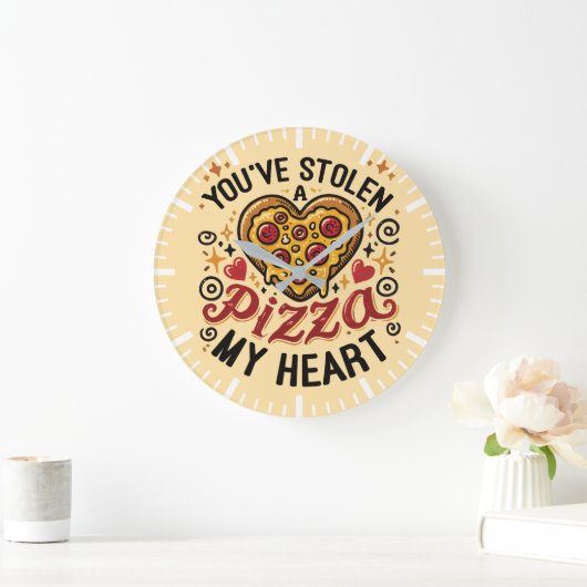 ピザを盗んだ私のハート – ピザフおもしろいォーバー ラージ壁時計 (ホーム)