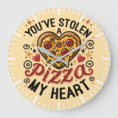 ピザを盗んだ私のハート – ピザフおもしろいォーバー ラージ壁時計 (正面)