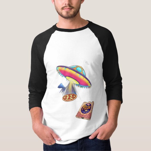 ピザを配達するUFO。 Tシャツ (正面)