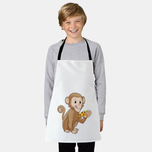 ピザを食べたサル エプロン (着用した状態)