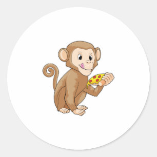ピザを食べたサル ラウンドシール