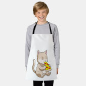 ピザを食べた猫 エプロン (着用した状態)