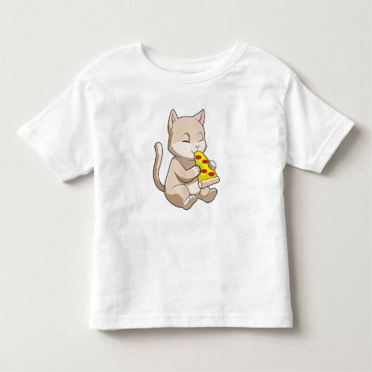 ピザを食べた猫 トドラーTシャツ (正面)