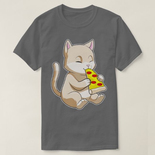 ピザを食べた猫 Tシャツ (デザイン正面)
