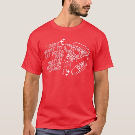 ピザを食べてホラー映画を見たいだけ Hal Tシャツ (正面)