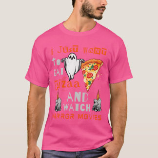 ピザを食べてホラー映画を見るのが好き Tシャツ