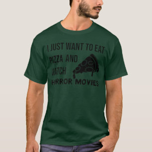 ピザを食べてホラー映画を見る gif tシャツ