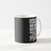 ピザを食べないと邪魔にならないように注意 コーヒーマグカップ (正面右)