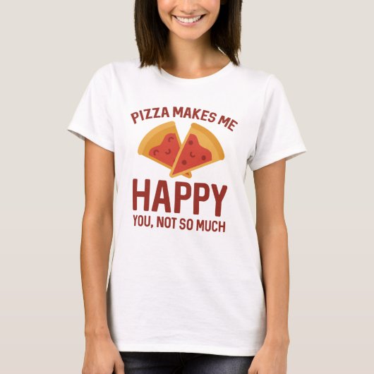 ピザを食べると幸せになる Tシャツ (正面)