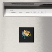 ピザを食べるゲーム好きな猫がゲームを一時停止中 マグネット (インサイチュ (食洗機))