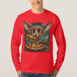 ピザを食べるコヨーテの面白いデザイン Tシャツ