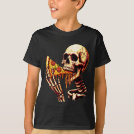 ピザを食べるスケルトン Tシャツ