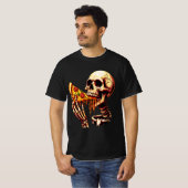 ピザを食べるスケルトン Tシャツ (正面フル)
