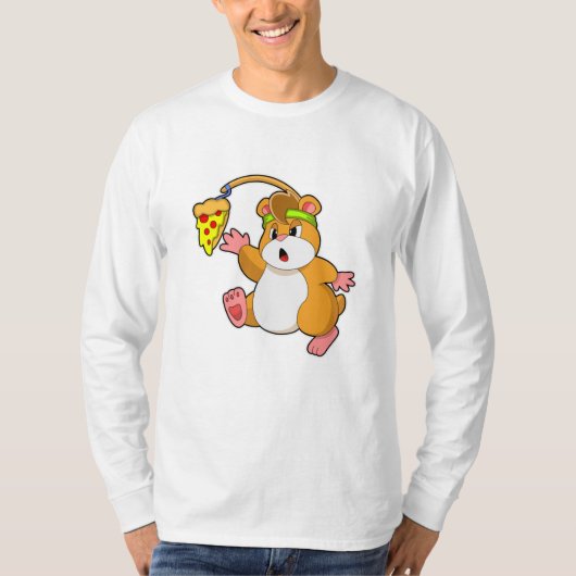 ピザを食べるハムスター Tシャツ (正面)