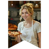 ピザを食べる写真をパーソナライズカスタマイズ バンティングフラッグ (第2の旗)