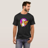 ピザを食べる猫と猫とピザ Tシャツ (正面フル)