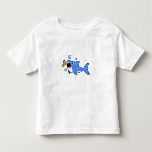 ピザを餌にしたサメ トドラーTシャツ (正面)