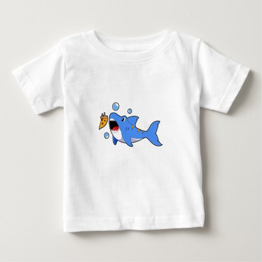 ピザを餌にしたサメ ベビーTシャツ (正面)
