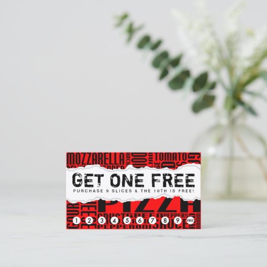 ピザを1切れ無料で手に入れる ロイヤリティカード (スタンド正面)