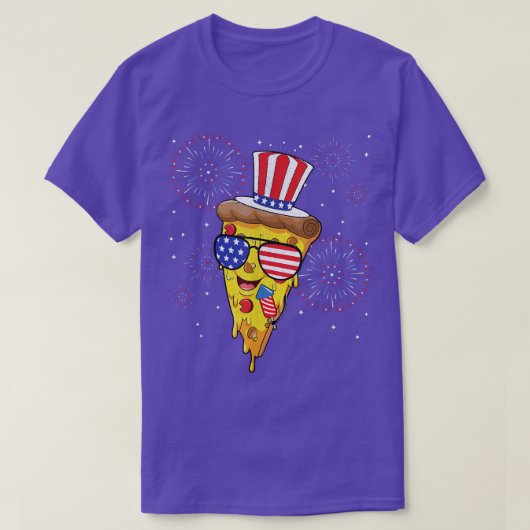ピザアメリカ国旗の帽子Firecracker 4th Of July Food Pat Tシャツ (デザイン正面)