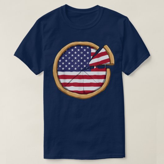 ピザアメリカ国旗の愛国的なピザUsaピザ4th Tシャツ (デザイン正面)