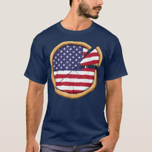 ピザアメリカ国旗の愛国的なピザUsaピザ4th Tシャツ