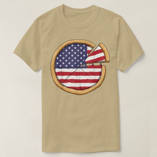 ピザアメリカ国旗の愛国的なピザUSAピザ4th Tシャツ (デザイン正面)