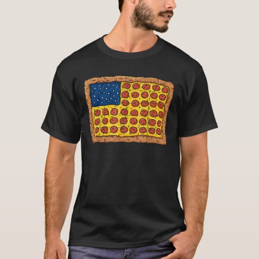 ピザアメリカ国旗7月おもしろい食ボーイズGi Tシャツ (正面)