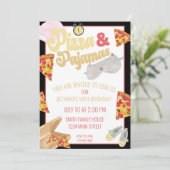 ピザアンドパジャマススランバーパーティースリーポバー誕生日 招待状 (スタンド正面)