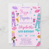 ピザアンドパジャマズスリープバー誕生日招待状 招待状 (正面)
