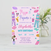 ピザアンドパジャマズスリープバー誕生日招待状 招待状 (スタンド正面)