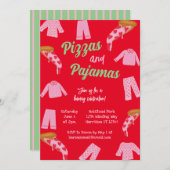 ピザアンドパジャマパーティーホリデーパーティー 招待状 (正面/裏面)