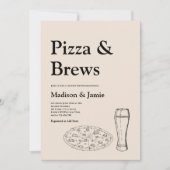ピザアンドブレウズビールカップルカジュアルズブライダルシャワー 招待状 (正面)