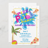 ピザアンドプールパーティー誕生祝い 招待状 (正面/裏面)